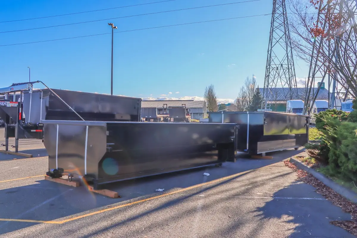 Roll-off dumpster ready for waste disposal at job site for Roll Off Dumpster Rental in Union